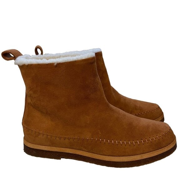 Jenni Kayne Suede Moc Shearling Lined Slip On Ankle Snow Boots Brown Size 36 - Picture 8 of 8